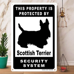 雑貨【Scottish-Terrier/スコティッシュ・テリア】  Dog ドッグ  犬    メタルポスタ―　Security  セキュリティー 警告  ヤードサイン メタルプレート  ブリキ看板  -187