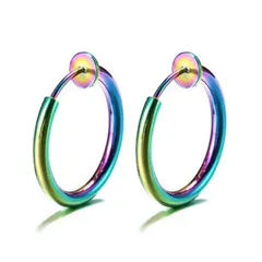 【在庫セール】イヤリング 細フープ 両耳 2個 セット イヤーカフ フープ リング メンズ レディース フェイクピアス メンズ ユニセックス バネ式 スプリング [ALOHAMONI] 挟むだけ 簡単 装着