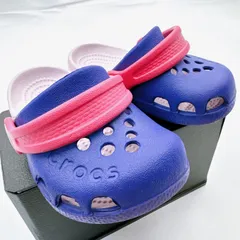 【やや傷あり】Crocs クロックス キッズ サンダル C4 12cm ピンク パープル アウトドア 水遊び