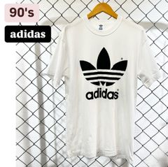 90s adidas DESCENTE製　ロゴTシャツ　トレフォイル　JASPOO　90年代　アディダス　プリントTシャツ　デサント製　メンズ　レディース　ユニセックス　古着　ヴィンテージ　アメカジ　y2k ファッション　ホワイト　L