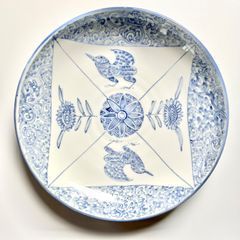 希少✨未使用保管品✨九谷焼 理節 格子フルーツ 丸皿✨皿 平皿 中皿