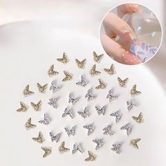 【特価セール】立体 蝶 ネイルパーツ ネイルパーツ ゴールド シルバー 大きめ 3D ネイルパーツ ストーン キラキラ 40個セット ネイルアート ジュエリーパーツ 手作り ちょう 手芸 ハンドメイド