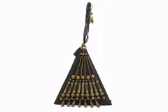 ジャンニ ヴェルサーチェ ヴィンテージ ハンドバッグ 三角 トライアングル ビーズ ゴールド金具 ナイロン ブラック GIANNI VERSACE 3095h