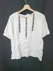 ◇ ⊂ 未使用 SM2 サマンサ モスモス 刺繍デザイン 半袖 ブラウス カットソー サイズF オフホワイト レディース E  【1507230008206】