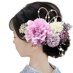 Baramoly 髪飾り ダリア 和装 着物 浴衣 プリザーブドフラワー 造花 花飾り 祭り 花火大会 成人式 結婚式 卒業式 七五三 ウエディング 謝恩会 かわいい 簡潔 髪留め