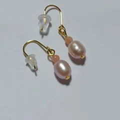 ppv2♡特価♡パールピアス♡淡水パール　インカローズ♡ピアス♡K16GP♡パール♡ロードクロサイト♡　ペリドット　ガーネット　ラピスラズリ　アゲート　ピンクトルマリンローズクォーツ　真珠　真珠ピアス