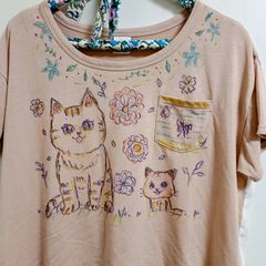 イラスト付きTシャツ 猫ちゃん 一点物