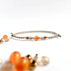 【7月誕生石】スッキリ魅せ叶う 天然石のミサンガブレスレット * 小福の彩り / カーネリアン *