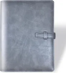 【期間限定SALE】システム手帳 A5 手帳 ノート 6穴リング リフィル付き クレジットカード名刺収納スケジュール帳 カード収納 合革 メモ帳 手帳カバー ビジネス手帳 オフィス用品 グレー  c-112