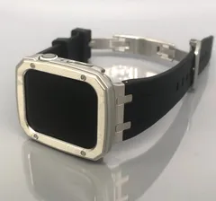 GimelZayinセット 4スクリュー　ブラック　シルバー　ラバーベルト　アップルウォッチバンド  ultra ウルトラ　ケース　カバー　メンズ レディース 40mm 41mm 44mm 45mm 49mm Apple Watch バンド