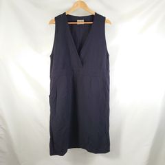中川政七商店 麻の帆布ワンピース ネイビー 紺 麻 ジャンパースカート ワンピース ノースリーブ ナチュラル キレイめ 両サイドポケットのサムネイル