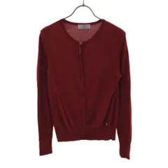 ジェイプレス ウール 長袖 ニットカーディガン M レッド J.PRESS レディース