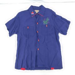 05w11459 ドライボーンズ Dry Bones  ボーリングシャツ  Butterfly tail 金魚  ネイビー S  日本製 メンズ  半袖シャツ  【中古品】