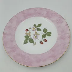 【K-0660】WEDGWOOD ウェッジウッド wild strawberry ワイルドストロベリー bone china プレート ピンク