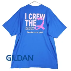 【肩幅56cm】【2010年代】GILDAN GEORGIA 2-DAY WALK FOR BREAST CANCER ピンクリボン 大判ロゴ 両面プリント 半袖Tシャツ 2XL ブルー 綿100％ 【湘南倉庫】US古着　HEAVY COTTON T15