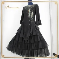【美品 社交ダンス衣装】 ブラック系 ドレス ワンピース パーティー prima boutique プリマブティック ICHIOKU イチオク 社交ダンス衣装 パーティードレス エレガント ストレッチ 上品 ラインストーン 光沢感 ロングドレス