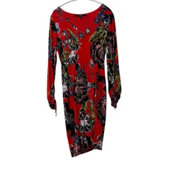 RE197 GUESS ゲス フラワープリント Vネック ワンピース レディースMサイズ