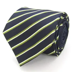 タカキュー ブランド ネクタイ シルク ストライプ柄 ハンドメイド PO メンズ ネイビー TAKA Q 【中古】