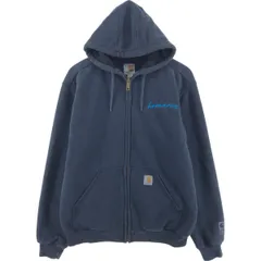 古着 カーハート Carhartt 刺繍 裏サーマル スウェットフルジップパーカー メンズS相当/eaa510949