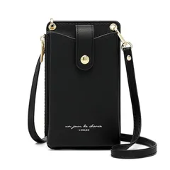 【新品】 [LEOLEO] スマホポーチ レディース ショルダーバッグ 斜めがけ 携帯ポーチ ショルダー ポシェット手提げ 人気 可愛い 軽量 財布 (ブラック) 1