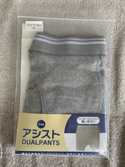 K101【新品未使用】アシストデュアルパンツ (ちょい漏れ滲み出し防止ニットトランクスパンツ)グレー(サイズ:M)※在庫限り