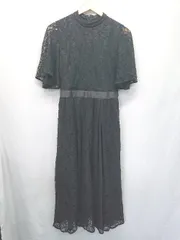 ◇ ⊂ TRUDEA トルディア レース切替 五分袖 膝下丈 ワンピース サイズ9 ブラック系 レディース E  【1507160015060】