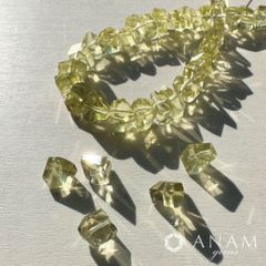 【約5cm】レモンクォーツ ラフ ボタン タンブル ビーズ」★ANAM gem