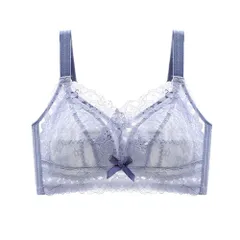 ☆ ライトブルー ☆ 34/75B ☆ 胸を小さく見せる ブラジャー  ブラジャー ノンワイヤー フルカップ 下着 レース インナー 小さくみせる ワイヤーなし ノンワイヤーブラジャー ランジェリー アンダーウェア オシャレ かわいい インナーウェア