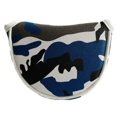 ゴルフ ヘッドカバー パターカバー オデッセイ 対応 マレットタイプ対応 マグネット付け 迷彩青