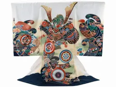 お宮参り 着物 金刺繍入り 長襦袢 セット 男児 男の子 子供 産着 祝着 白地 兜 龍 ud-278