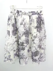◇ ⊂ MERCURYDUO マーキュリーデュオ 総柄 膝丈 フレア スカート サイズF アイボリー グレー系 レディース P  【1409090014598】