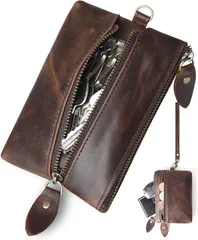 ｆｙ ＦＯＸＹＯＲＫ キーケース メンズ 4 in 1 カード収納 車キーケース 小銭入れ 小物入れ 本革 6連フック付き 2つ外側ポケット レザー カードキーケース カード入れ付き スマートキー対応 多機能 大容量(ブラウン)