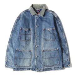 RALPH LAUREN ラルフローレン ジャケット サイズ:M 90s 裏地チェックネル デニム カバーオール インディゴ ブルー 90年代 ヴィンテージ 古着 アウター ブルゾン コート 上着【メンズ】のサムネイル