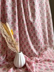 Sarasa Fabric 2.6m インド綿　ピンクにピンクの小花柄　ブロックプリント　ハンドブロックプリント　ハンドメイド　木版印刷　木版プリント
