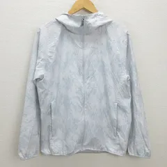 D■ユニクロ/UNIQLO  ポケッタブルUVカットパーカ /総柄【M】水色 白/MENS/93【中古】