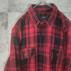 ビンテージネルシャツ☆　長袖　USA古着　レッド×ブラック　チェック　S　C21