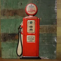 アンティークエンボスプレート GASOLINE STATION ダイカット ブリキ看板 ガスポンプ インテリア