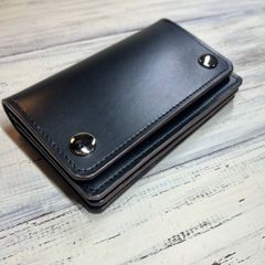 【トラッカーウォレット ミドル】 ブラック　茶芯　シルバー　国産ヌメ universal