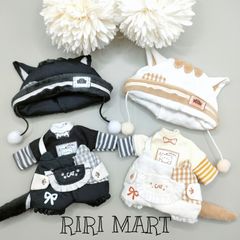 オビツ11　猫耳帽子+長袖トップス+サロペット　ねんどろいどどーる