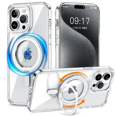 KMAMBNG iPhone 13Pro Max 用 ケース 縦横両対応 リング 【多機能360度回転スタンド】MagSafe対応 ワイヤレス充電対応 半透明マット スマホケース 米軍規格 耐衝撃 カメラレンズ保護 車載ホルダー対応 6.7インチ アイフォ 1