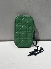 クリスチャンディオール Christian Dior S0872ONMJ_M59H カナージュ フォンケース レディディオール LADY DIOR フォンホルダー チェーン 3WAYバッグ ショルダーバッグ レザー レディース グリーン 美品
