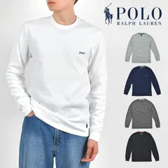 長袖Tシャツ POLO RALPH LAUREN ポロ ラルフローレン メンズ ブランド かっこいい ロングスリーブ クルーネック トップス 無地 白 黒 ワッフル ロンT コットン ロゴ 刺繍 ワンポイント