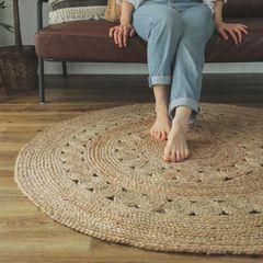 円形ジュートラグ 120cm ストライプデザイン 円形ジュートラグ 120cm ストライプデザイン - メルカリ