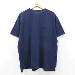 XL/古着 半袖 ビンテージ Tシャツ メンズ 00s 胸ポケット付き 大きいサイズ コットン クルーネック 紺 ネイビー 25aug20 中古