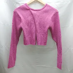 ◇ mystic ミスティック リブ ショート丈 バックスリット 長袖 ニット セーター サイズF ピンク レディース E  【1303020032129】