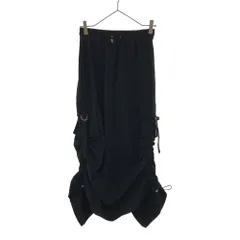 ザラ サイドギャザー ミモレ丈スカート XS ブラック ZARA ウエストゴム レディース