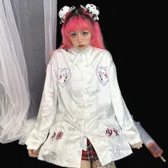 新品未使用 中国風国潮デザイン 長袖/半袖 2025年新春チャイナシャツ 盤扣＆可愛いキャラクターイラスト Y2K辣妹風 ゆったりシルエット ストリートカジュアル 春服 コーディネート用 おすすめアイテムのサムネイル