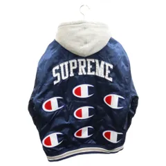 SUPREME (シュプリーム) 18AW × Champion Hooded Satin Varsity Jacket チャンピオン フーデッド サテン バーシティ ジャケット ブルー