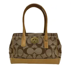 2400 COACH コーチ ハンドバッグ シグネチャー キャンバス ブラウン F12463