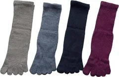 モードセレクト 5本指ソックス レディース 毛混 4足 かかとなし あったか 5本指靴下 厚手 秋 冬用 4足セット 色お任せ(23.0-25.0 cm)